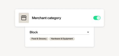 Advanced corporate card controls - block or allow transactions based on merchant category to proactively enforce spend policies.